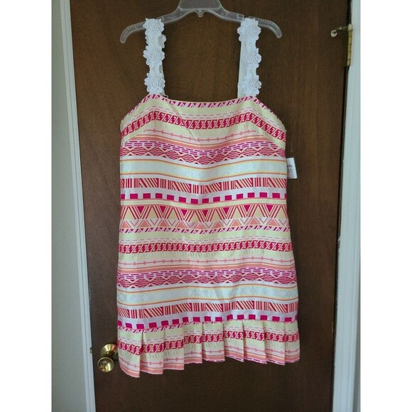Laundry by Shelli Segal Flower-Strap Jacquard Dress Fuchsia/Ivory sz 16 - Picture 1 of 7
